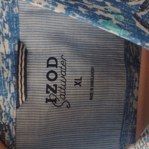 NWT Izod Saltwater dockside print button down short sleeve shirt size XL - Picture 2 of 7